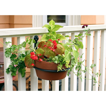 ACHLA 8in Flower Pot Ring 2-Pack | Black Wrought Iron Wall-Mounted Planter Bracket | Porch, Balcony & Deck Vertical Garden | Model SFR-08-2