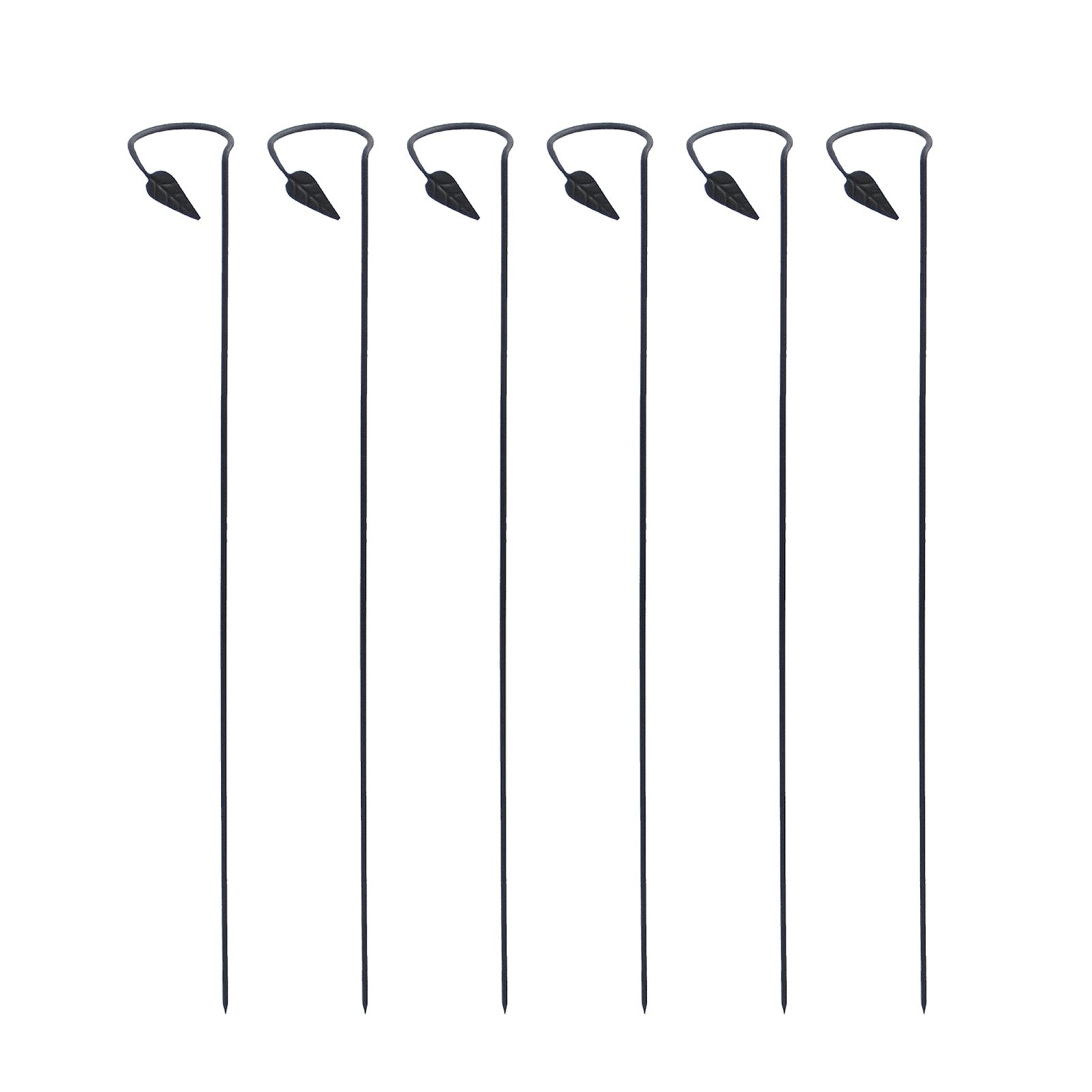 ACHLA Plant Stake 6-Pack | Black Powdercoat Wrought Iron | Garden & Indoor Plant Support | 4in Loop x 40in H | Model SFT-04-6