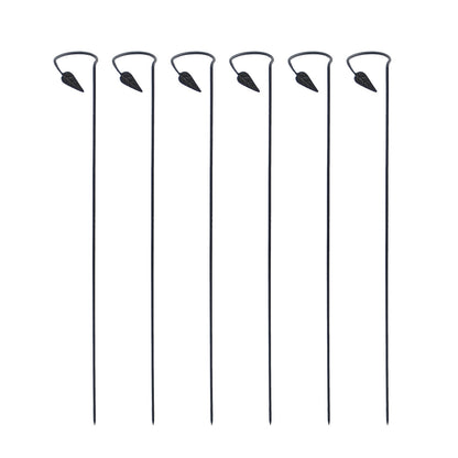 ACHLA Plant Stake 6-Pack | Black Powdercoat Wrought Iron | Garden & Indoor Plant Support | 4in Loop x 40in H | Model SFT-04-6