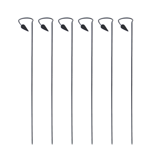 ACHLA Plant Stake 6-Pack | Black Powdercoat Wrought Iron | Garden & Indoor Plant Support | 4in Loop x 40in H | Model SFT-04-6