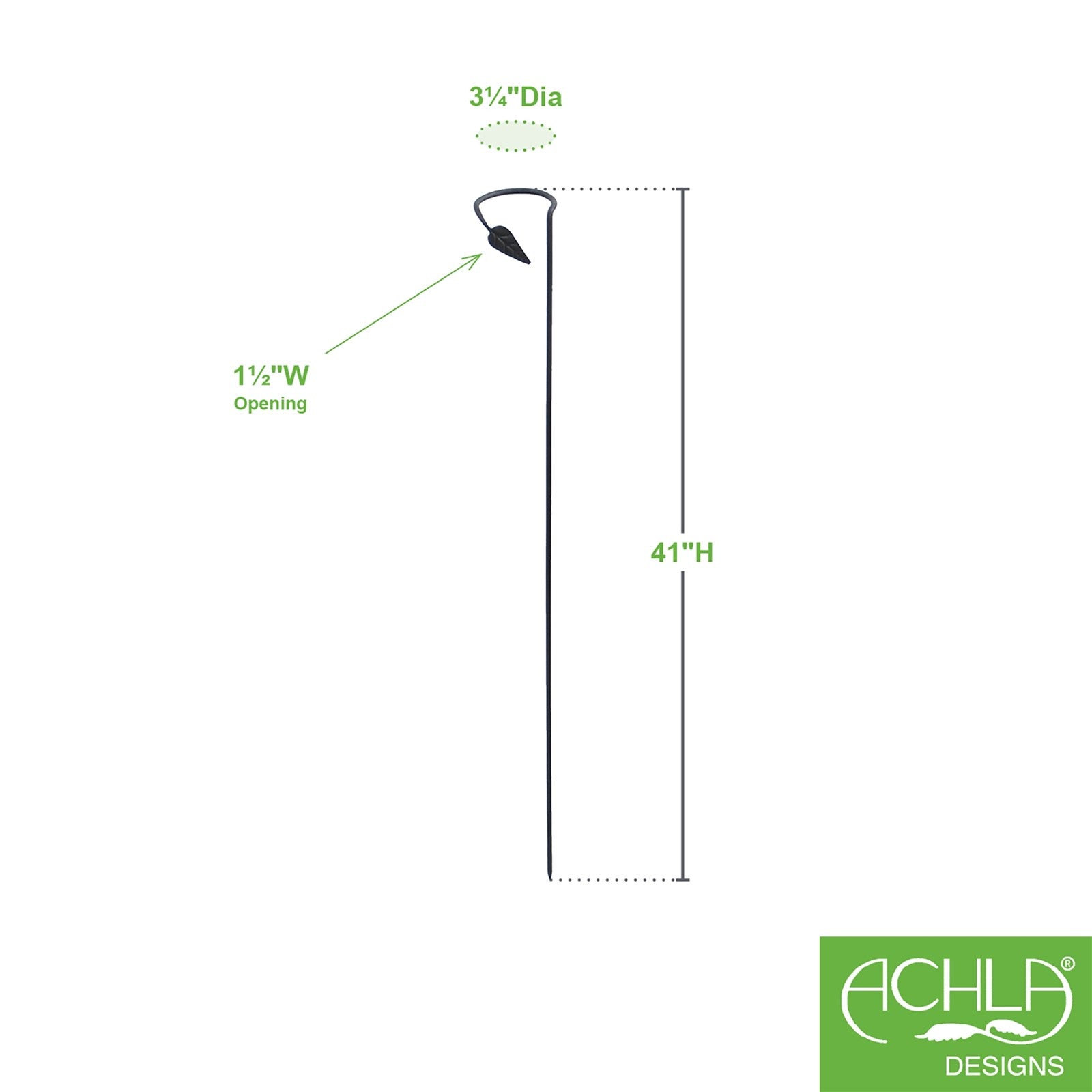 ACHLA Plant Stake 6-Pack | Black Powdercoat Wrought Iron | Garden & Indoor Plant Support | 4in Loop x 40in H | Model SFT-04-6