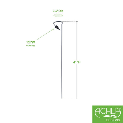 ACHLA Plant Stake 6-Pack | Black Powdercoat Wrought Iron | Garden & Indoor Plant Support | 4in Loop x 40in H | Model SFT-04-6