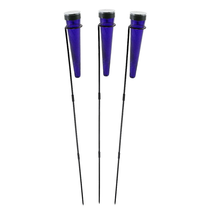 ACHLA Solar Sparkle Cone, Stake, Set of 3, Dark Blue/Black