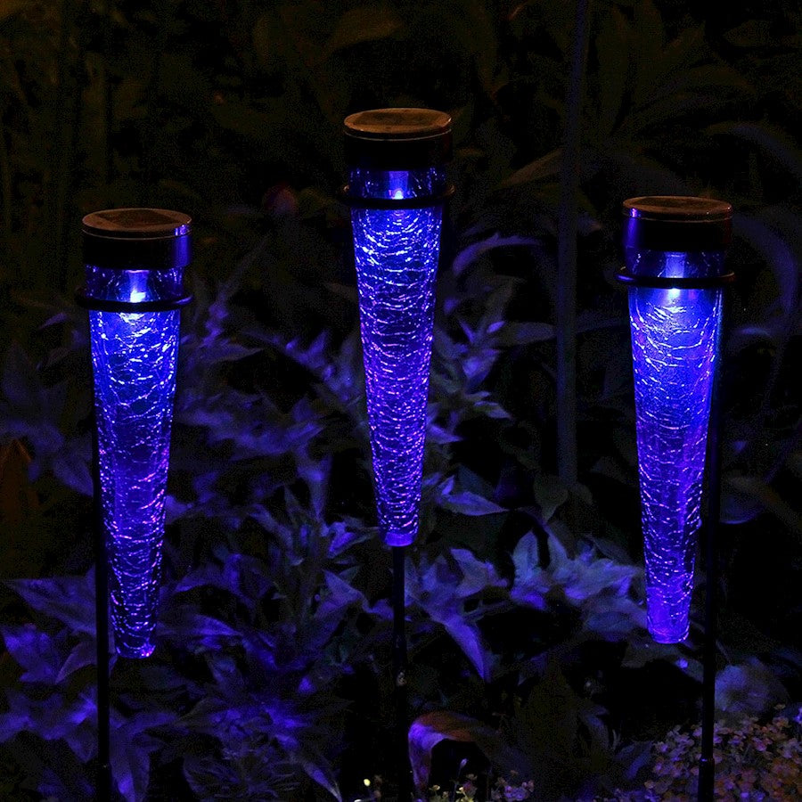 ACHLA Solar Sparkle Cone, Stake, Set of 3, Dark Blue/Black