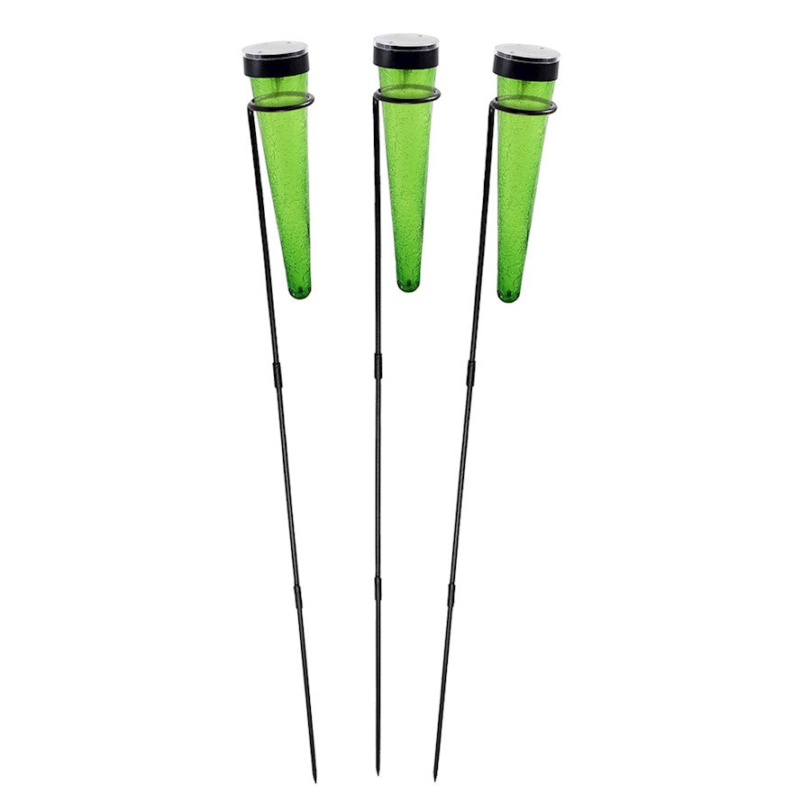 ACHLA Solar Sparkle Cone, Stake, Set of 3, Dark Green/Black