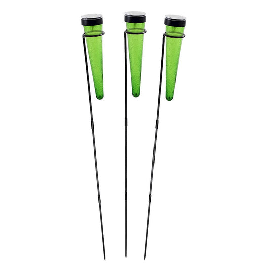 ACHLA Solar Sparkle Cone, Stake, Set of 3, Dark Green/Black