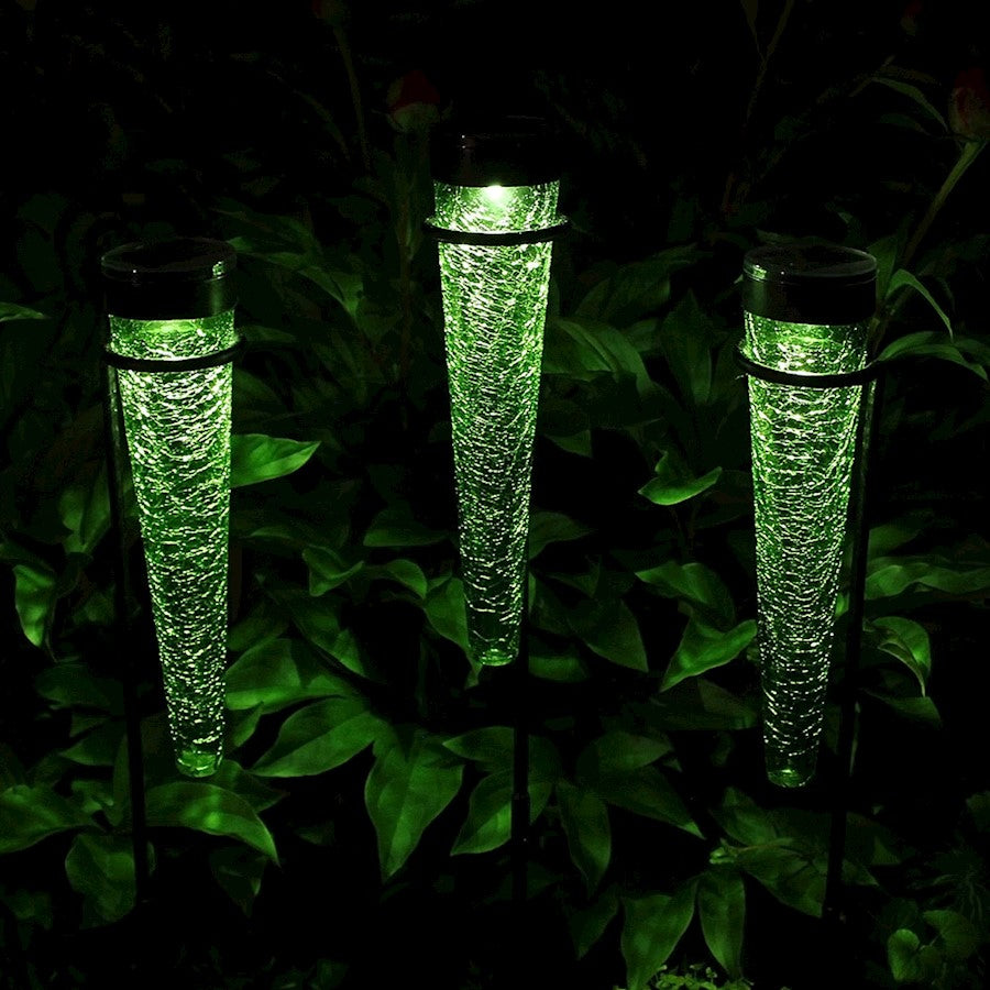 ACHLA Solar Sparkle Cone, Stake, Set of 3, Dark Green/Black