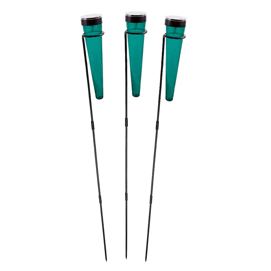 ACHLA Solar Sparkle Cone, Stake, Set of 3, Emerald Green/Black