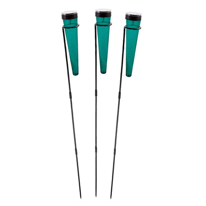 ACHLA Solar Sparkle Cone, Stake, Set of 3, Emerald Green/Black