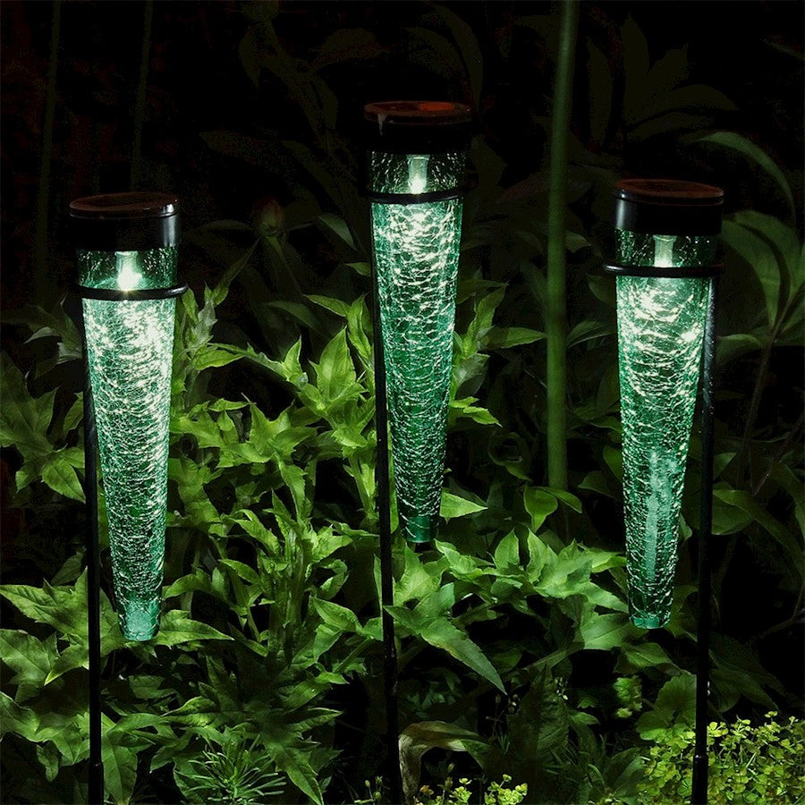 ACHLA Solar Sparkle Cone, Stake, Set of 3, Emerald Green/Black
