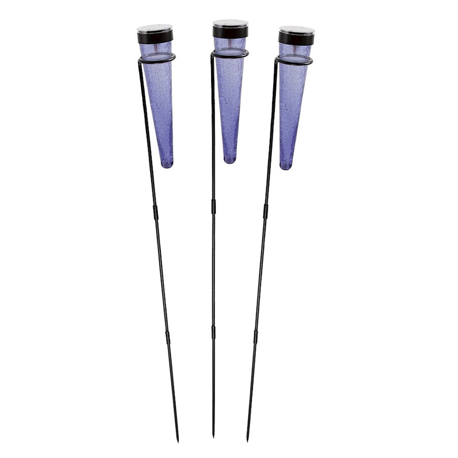 ACHLA Solar Sparkle Cone, Stake, Set of 3, Light Blue/Black