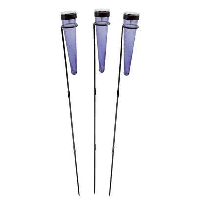 ACHLA Solar Sparkle Cone, Stake, Set of 3, Light Blue/Black