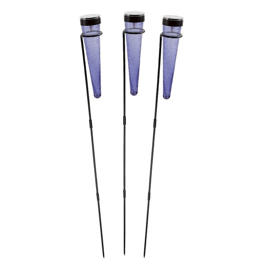 ACHLA Solar Sparkle Cone, Stake, Set of 3, Light Blue/Black