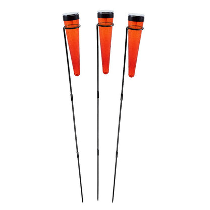 ACHLA Solar Sparkle Cone, Stake, Set of 3, Red/Black Powdercoat