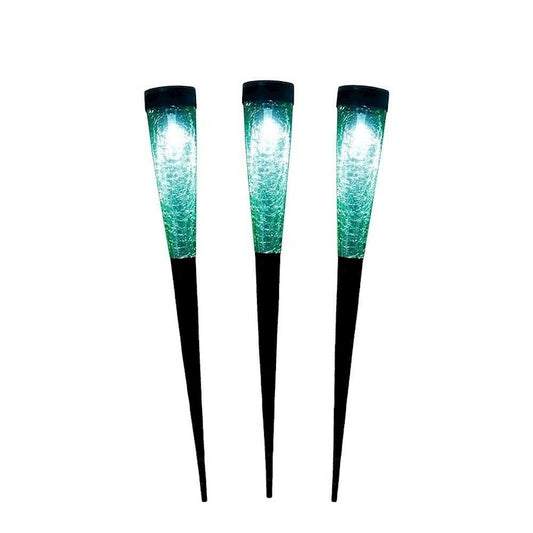 ACHLA Solar Sparkle Cone, Set of 3, Light Green/Black Powdercoat