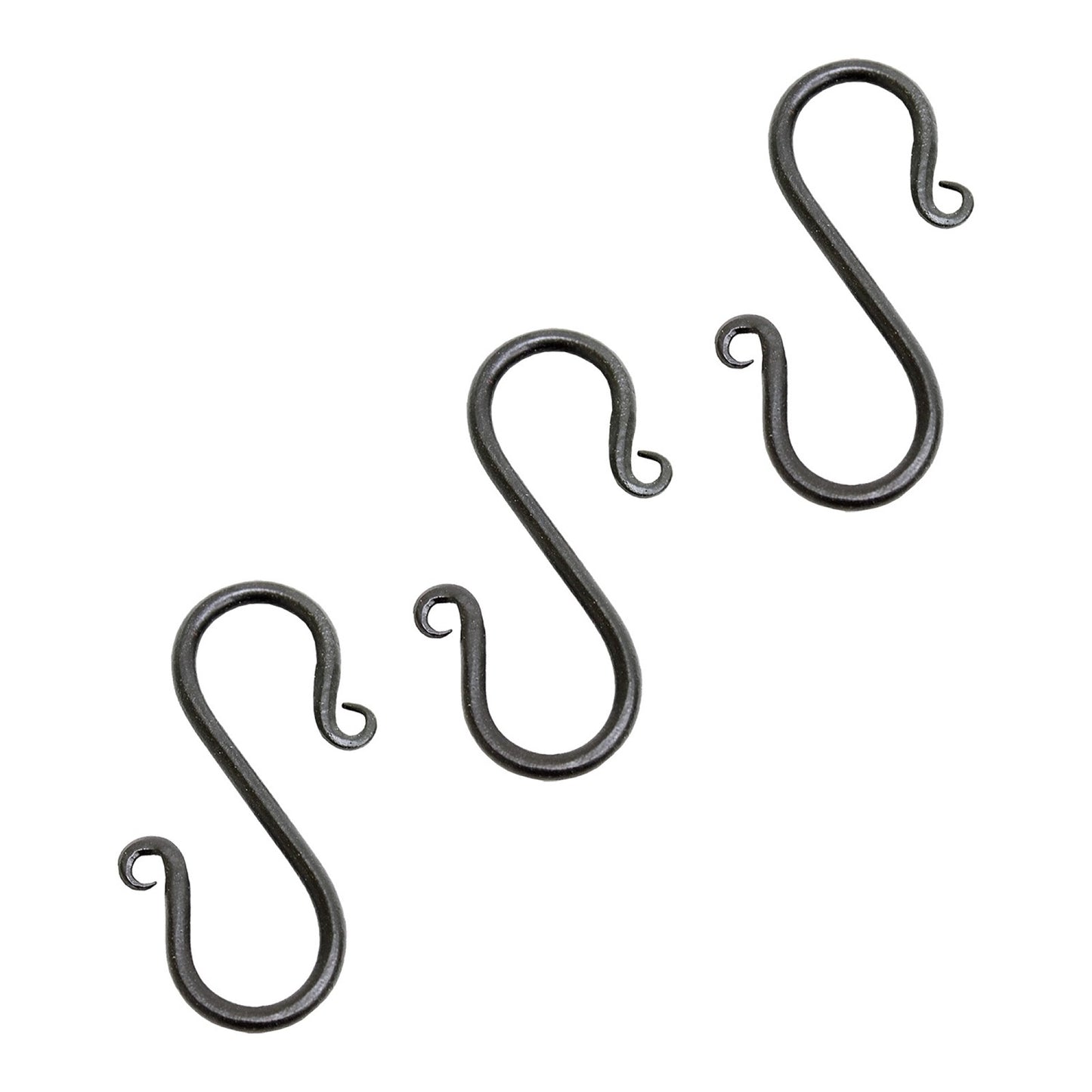 ACHLA Mini S-Hook 3-Pack | Black Powdercoat Wrought Iron | Hanging Planters & Outdoor Decor | 3.5in H Each | Model SS-01-3