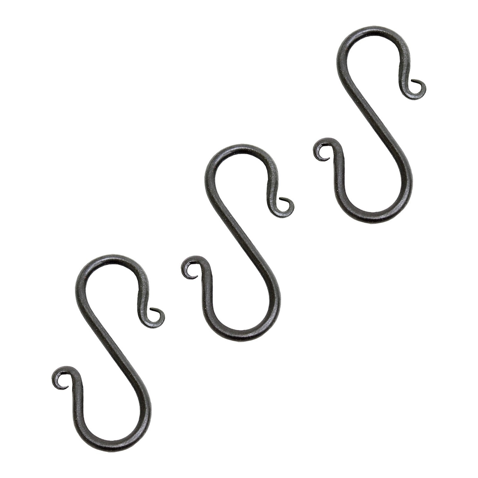 ACHLA Mini S-Hook 3-Pack | Black Powdercoat Wrought Iron | Hanging Planters & Outdoor Decor | 3.5in H Each | Model SS-01-3