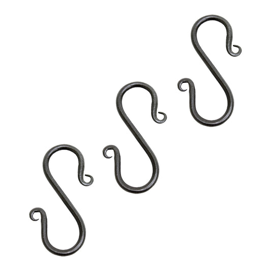 ACHLA Mini S-Hook 3-Pack | Black Powdercoat Wrought Iron | Hanging Planters & Outdoor Decor | 3.5in H Each | Model SS-01-3