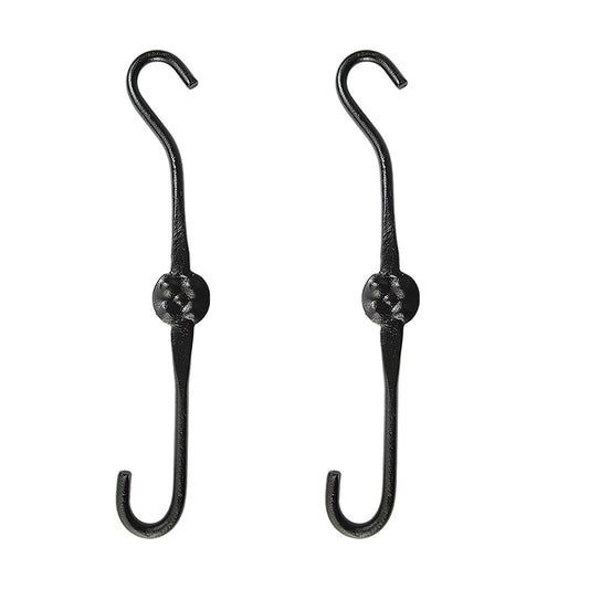 ACHLA 12in Extender Hook 2-Pack | Wrought Iron Black Powdercoat | Outdoor Plant & Bird Feeder Hanger | 12 x 1 x 0.5 in | Model SSE-01-2