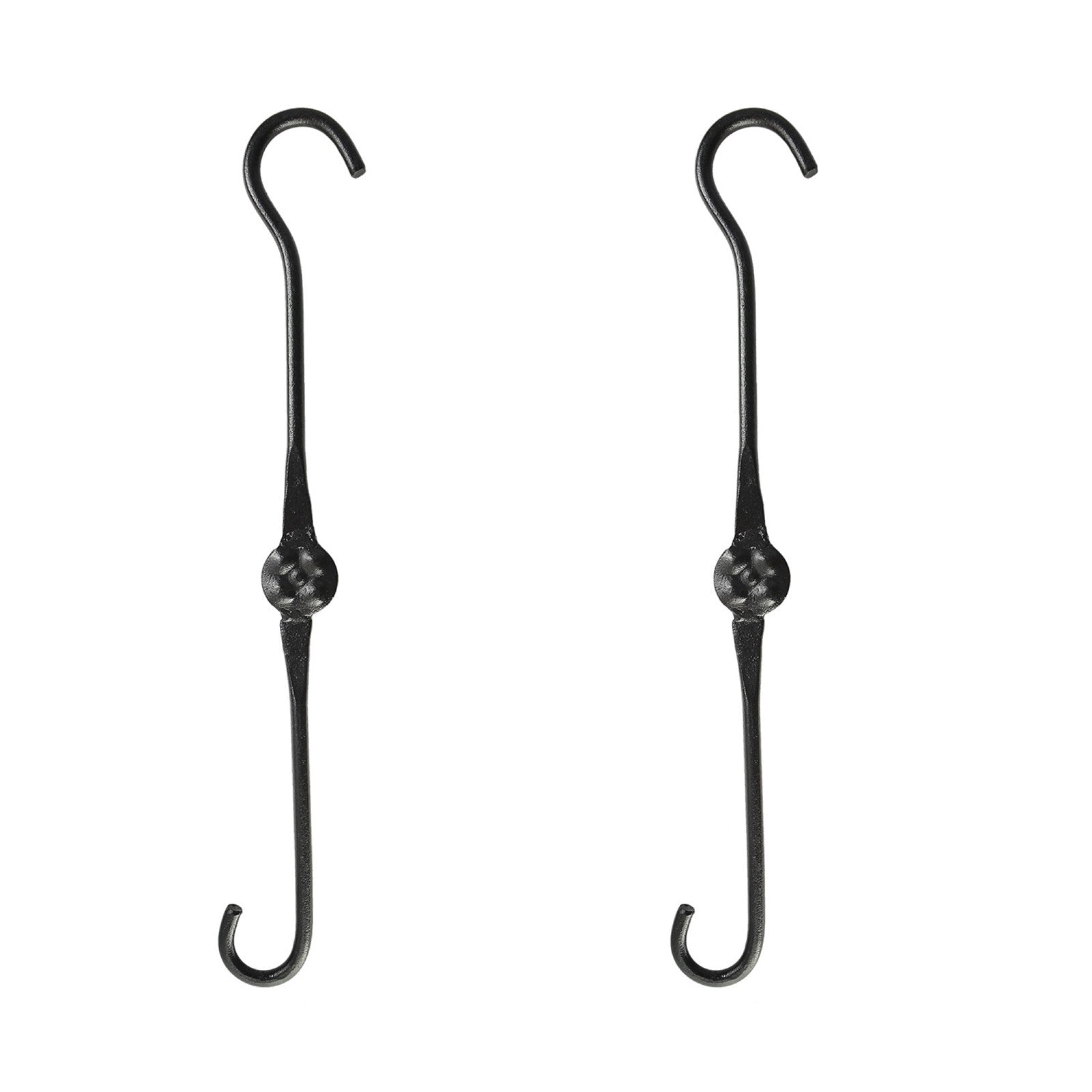 ACHLA 15in Extender Hook 2-Pack | Black Wrought Iron Powdercoat | Outdoor Plant & Birdfeeder Hanger | 15 x 2.125 x 0.5 in | Model SSE-02-2