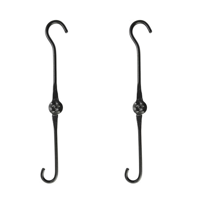ACHLA 15in Extender Hook 2-Pack | Black Wrought Iron Powdercoat | Outdoor Plant & Birdfeeder Hanger | 15 x 2.125 x 0.5 in | Model SSE-02-2