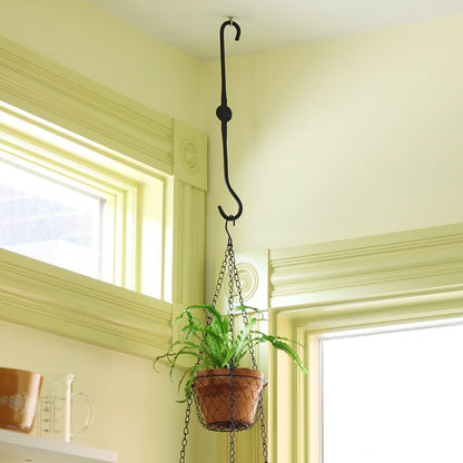 ACHLA 15in Extender Hook 2-Pack | Black Wrought Iron Powdercoat | Outdoor Plant & Birdfeeder Hanger | 15 x 2.125 x 0.5 in | Model SSE-02-2
