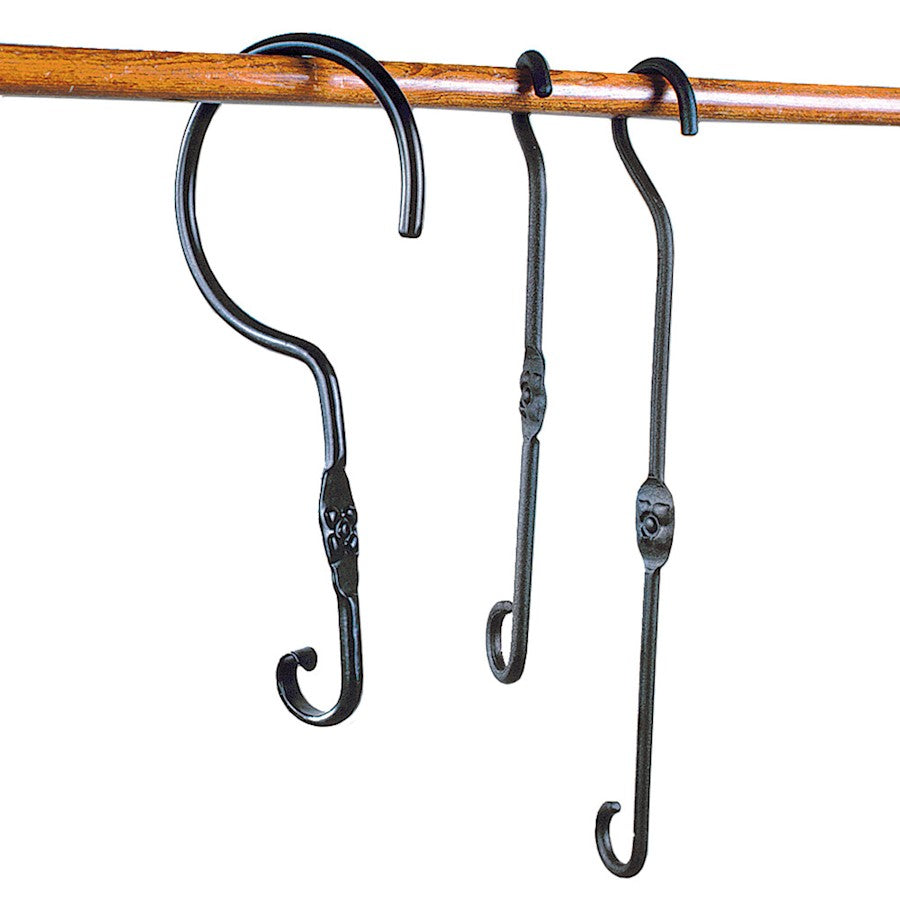 ACHLA 15in Extender Hook 2-Pack | Black Wrought Iron Powdercoat | Outdoor Plant & Birdfeeder Hanger | 15 x 2.125 x 0.5 in | Model SSE-02-2