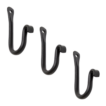 ACHLA 4in J-Hook 3-Pack | Black Powdercoat Wrought Iron Wall Hook | Kitchen, Closet & Garage Organization | 4 x 2 x 0.5 in | Model SSH-01-3