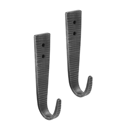 ACHLA Hammered Strap J-Hook Set of 2 | Black Powdercoat Wrought Iron | Kitchen, Mudroom & Garage Wall Hooks | 6.5 in H, Projects 2 in | Model SSH-10
