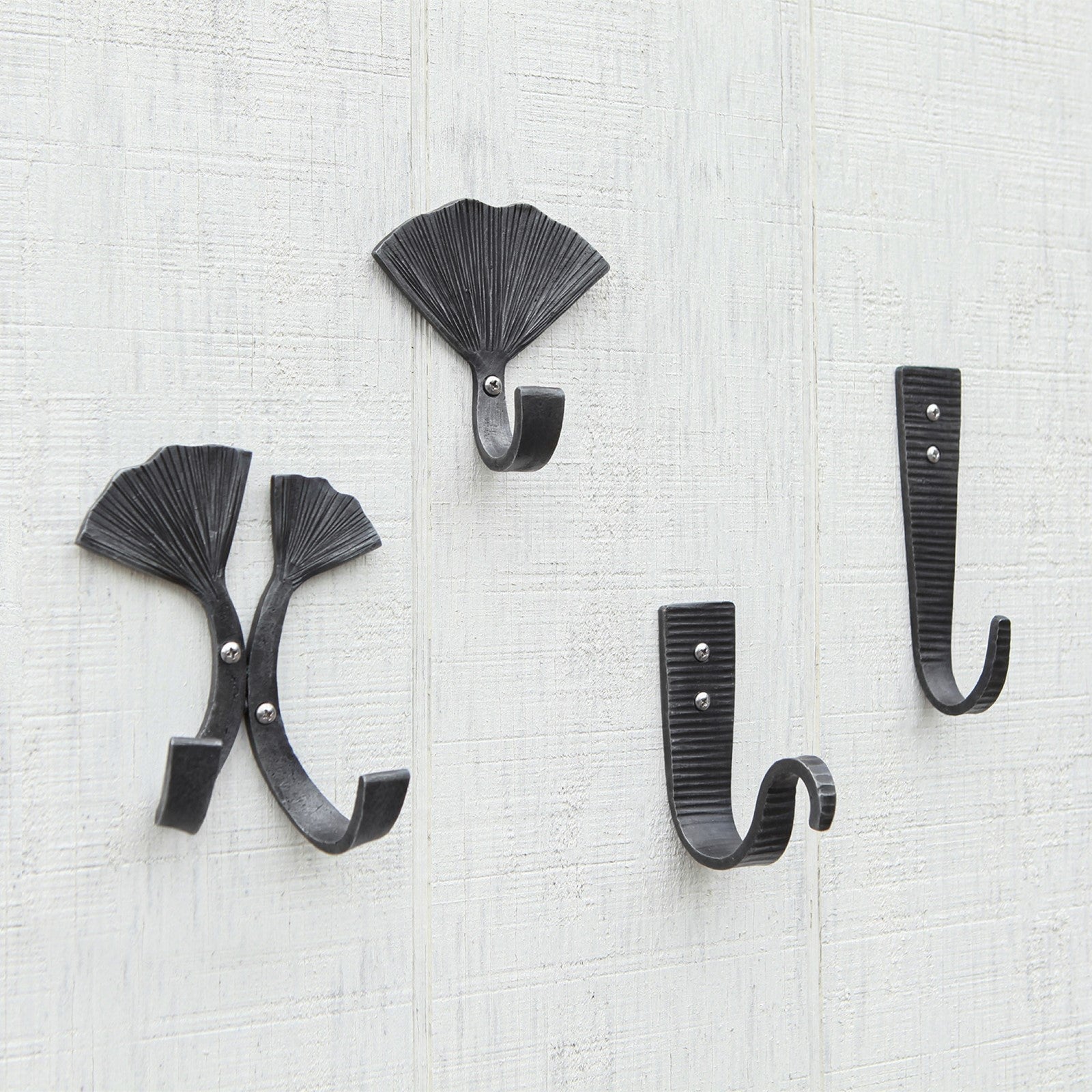 ACHLA Hammered Strap J-Hook Set of 2 | Black Powdercoat Wrought Iron | Kitchen, Mudroom & Garage Wall Hooks | 6.5 in H, Projects 2 in | Model SSH-10