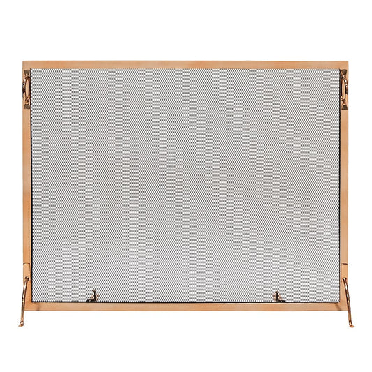 ACHLA Montreal 38x30in Flat Fireplace Screen | Polished Copper Wrought Iron Frame with Black Mesh | Living Room & Hearth Safety | Model SSM-3830CP