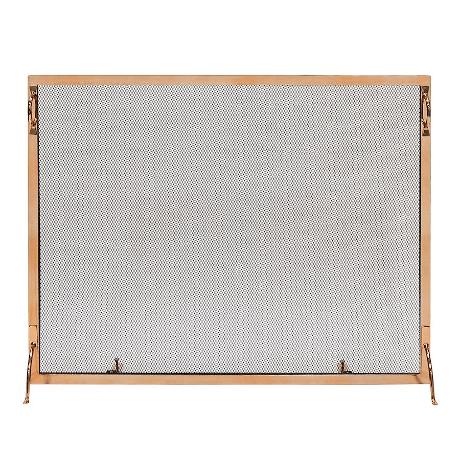 ACHLA Montreal 38x30in Flat Fireplace Screen | Polished Copper Wrought Iron Frame with Black Mesh | Living Room & Hearth Safety | Model SSM-3830CP