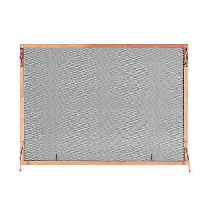ACHLA Montreal 44x33in Flat Fireplace Screen | Polished Copper Wrought Iron Frame with Black Mesh | Living Room & Hearth Safety | Model SSM-4433CP