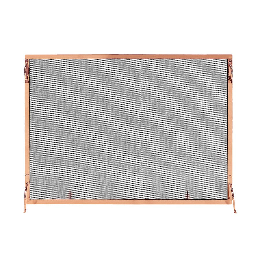 ACHLA Montreal 44x33in Flat Fireplace Screen | Polished Copper Wrought Iron Frame with Black Mesh | Living Room & Hearth Safety | Model SSM-4433CP