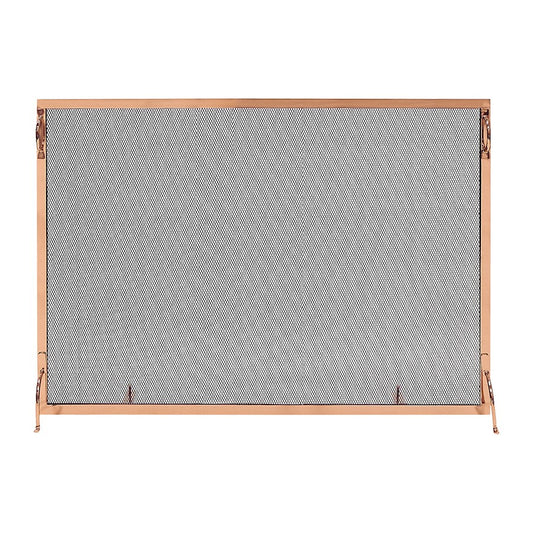 ACHLA Montreal 50x36in Flat Fireplace Screen | Polished Copper Wrought Iron Frame with Black Mesh | Living Room & Hearth Safety | Model SSM-5036CP