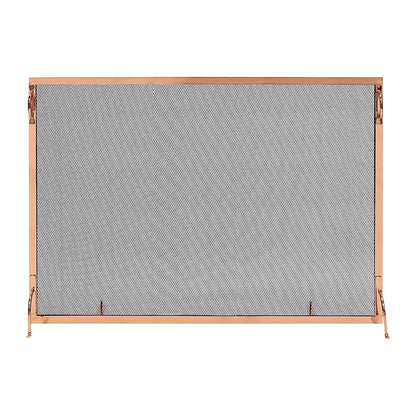ACHLA Montreal 50x36in Flat Fireplace Screen | Polished Copper Wrought Iron Frame with Black Mesh | Living Room & Hearth Safety | Model SSM-5036CP