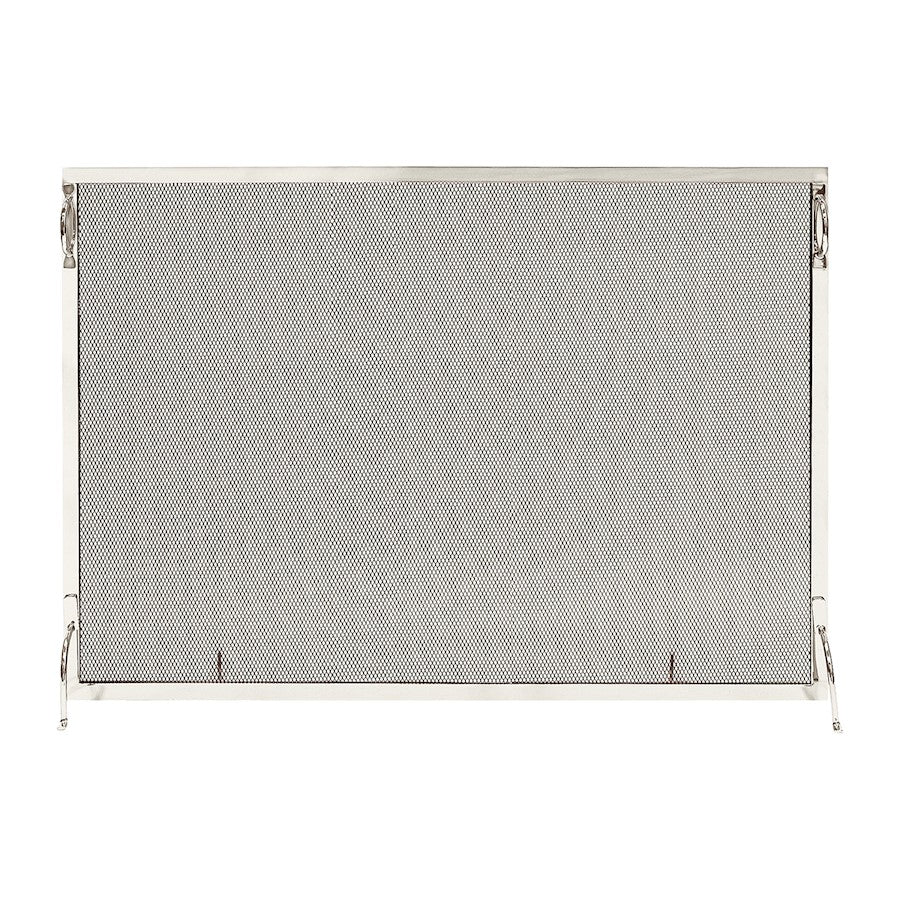 ACHLA Montreal 50x36in Flat Fireplace Screen | Polished Nickel Wrought Iron Frame with Black Mesh | Living Room & Hearth Safety | Model SSM-5036NP