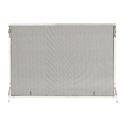 ACHLA Montreal 50x36in Flat Fireplace Screen | Polished Nickel Wrought Iron Frame with Black Mesh | Living Room & Hearth Safety | Model SSM-5036NP