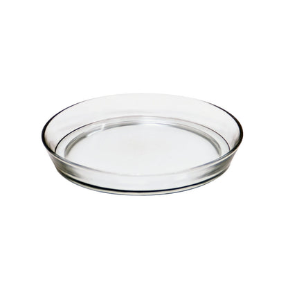 ACHLA Small Glass Terrarium Tray | Clear Glass Saucer | Plant Pot Drip Tray & Tabletop Decor | 8.75 x 8.75 x 1.5 in | Model TRY-01