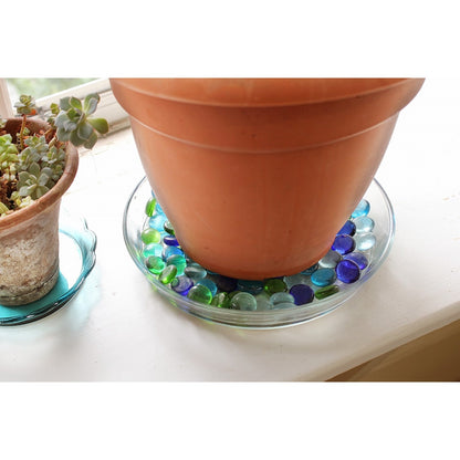 ACHLA Small Glass Terrarium Tray | Clear Glass Saucer | Plant Pot Drip Tray & Tabletop Decor | 8.75 x 8.75 x 1.5 in | Model TRY-01