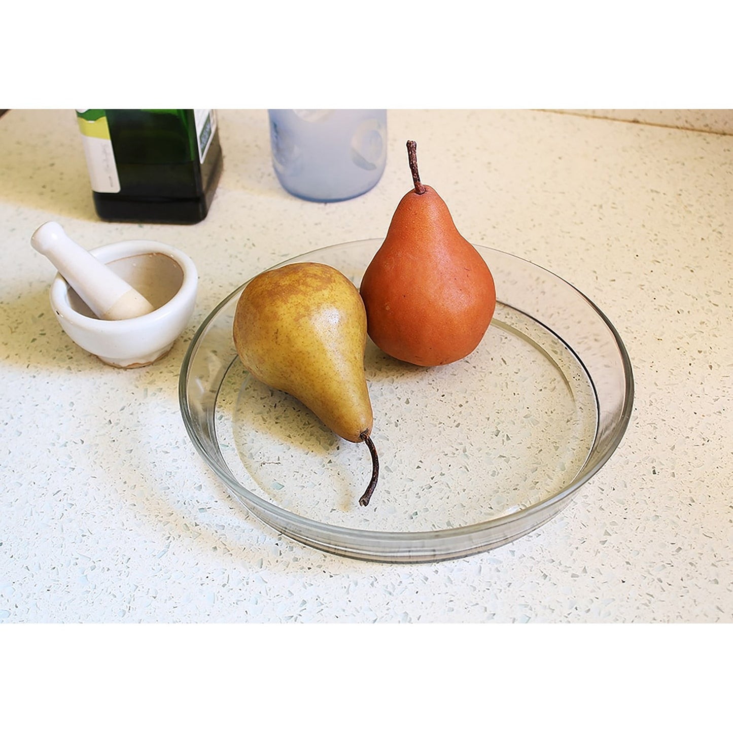 ACHLA Small Glass Terrarium Tray | Clear Glass Saucer | Plant Pot Drip Tray & Tabletop Decor | 8.75 x 8.75 x 1.5 in | Model TRY-01