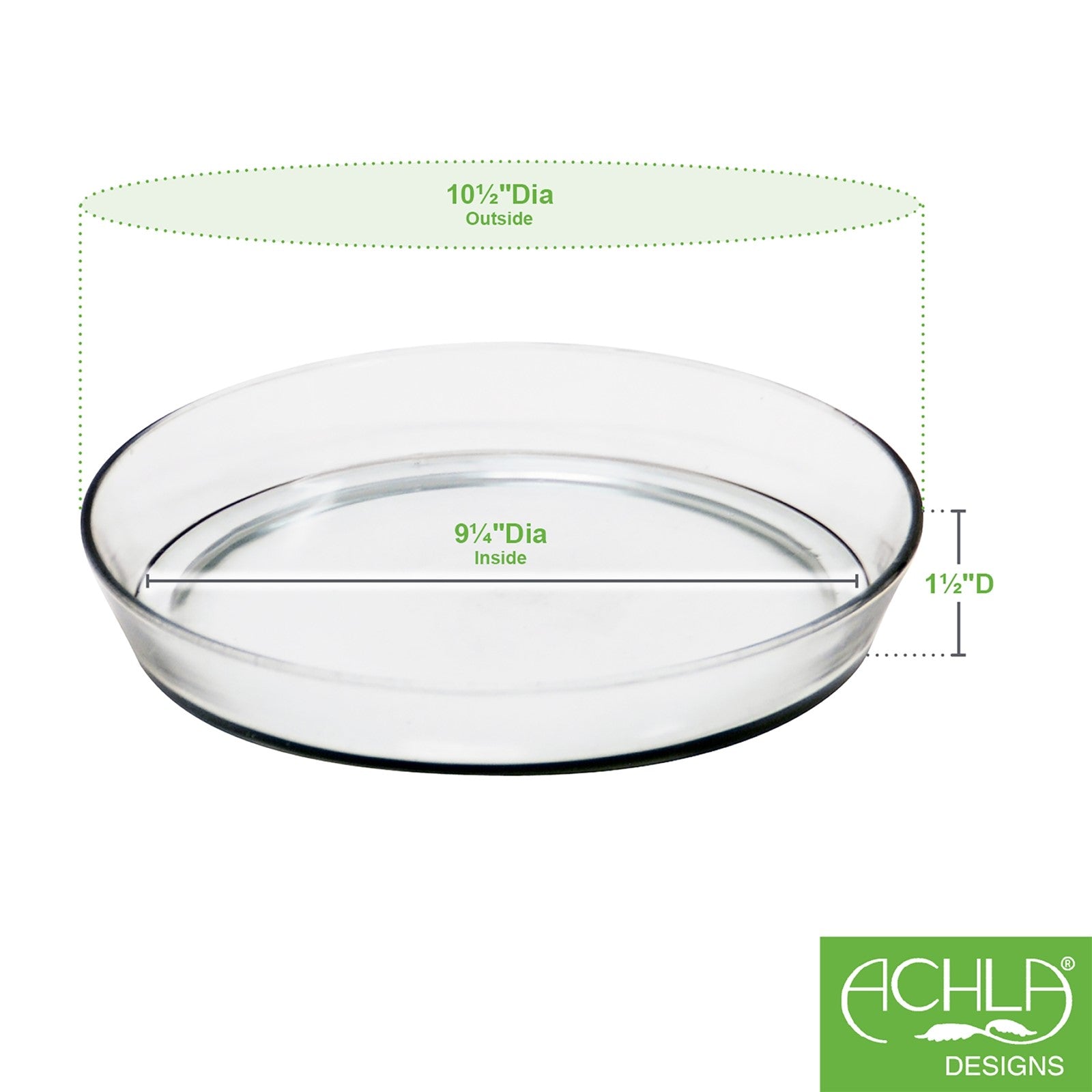 ACHLA Large Glass Terrarium Tray | 10.5 in Round Clear Glass Saucer | Indoor Plant & Succulent Catch Tray | 10.5 x 10.5 x 1.5 in | Model TRY-02