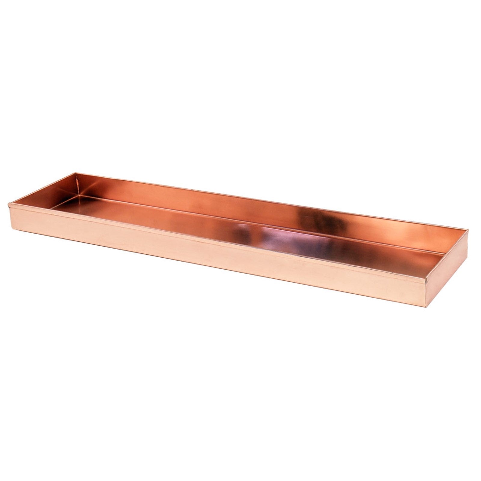 ACHLA Long Tray 20in | Polished Copper Stainless Steel Serving Tray | Kitchen Counter & Windowsill Plant Tray | 20 x 5 x 2 in | Model TRY-C20