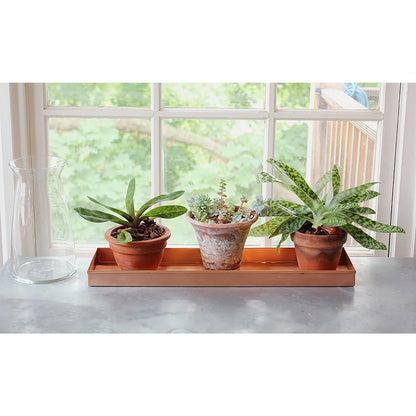 ACHLA Long Tray 20in | Polished Copper Stainless Steel Serving Tray | Kitchen Counter & Windowsill Plant Tray | 20 x 5 x 2 in | Model TRY-C20