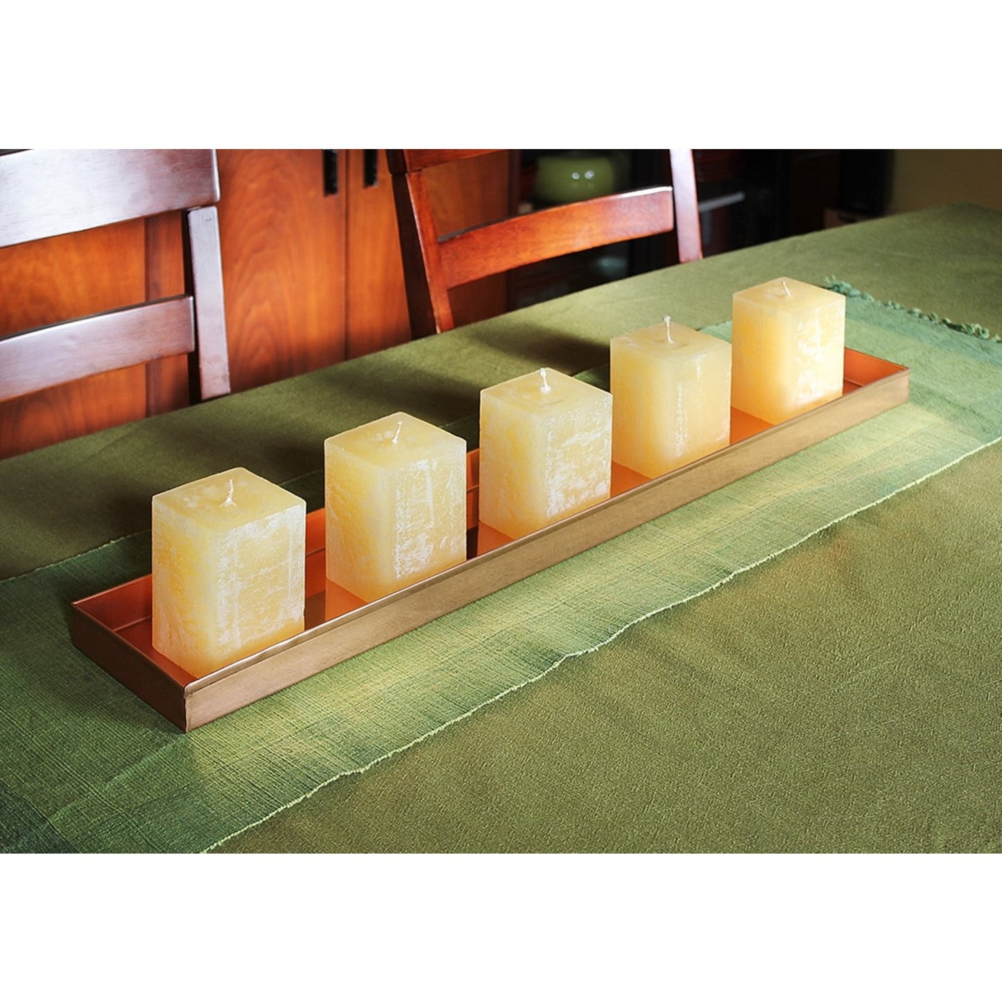 ACHLA Long Tray 29in | Copper-Plated Stainless Steel | Plant Pot Grouping & Table Protection | 29 x 5 x 2 in | Model TRY-C29