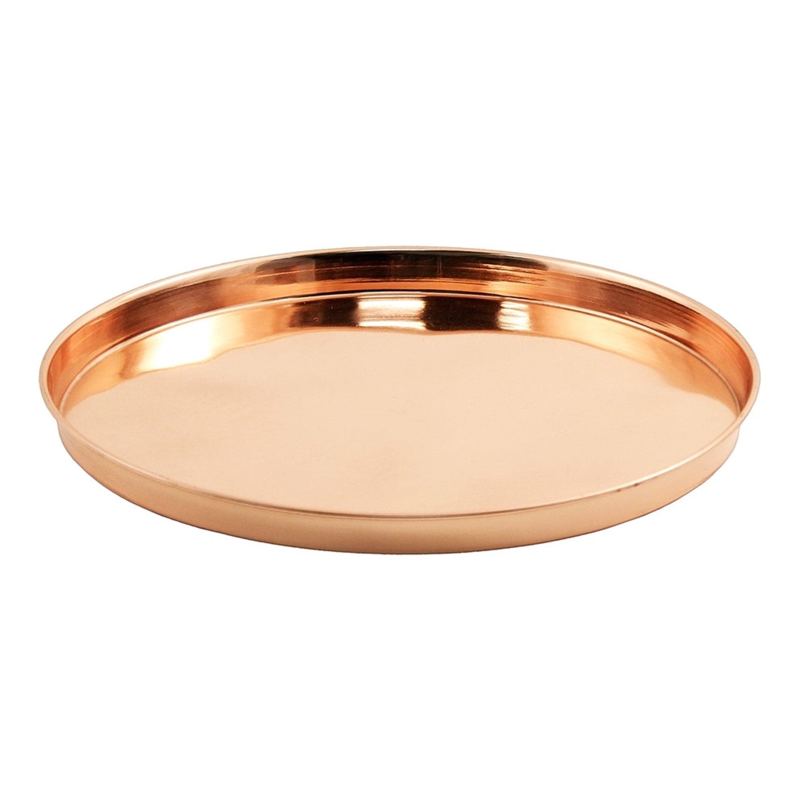 ACHLA 12in Round Copper Tray | Stainless Steel with Copper Plated Finish | Decorative Serving & Planter Tray | 12 x 12 x 1 in | Model TRY-R12