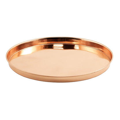 ACHLA 12in Round Copper Tray | Stainless Steel with Copper Plated Finish | Decorative Serving & Planter Tray | 12 x 12 x 1 in | Model TRY-R12