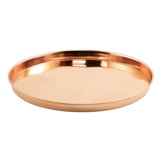 ACHLA 12in Round Copper Tray | Stainless Steel with Copper Plated Finish | Decorative Serving & Planter Tray | 12 x 12 x 1 in | Model TRY-R12