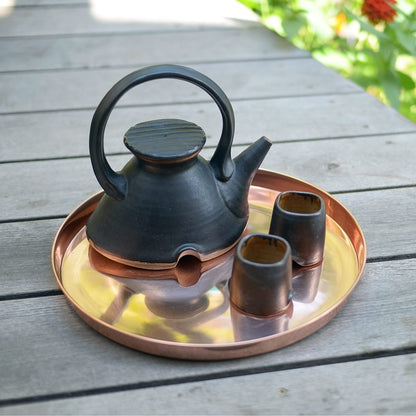 ACHLA 12in Round Copper Tray | Stainless Steel with Copper Plated Finish | Decorative Serving & Planter Tray | 12 x 12 x 1 in | Model TRY-R12
