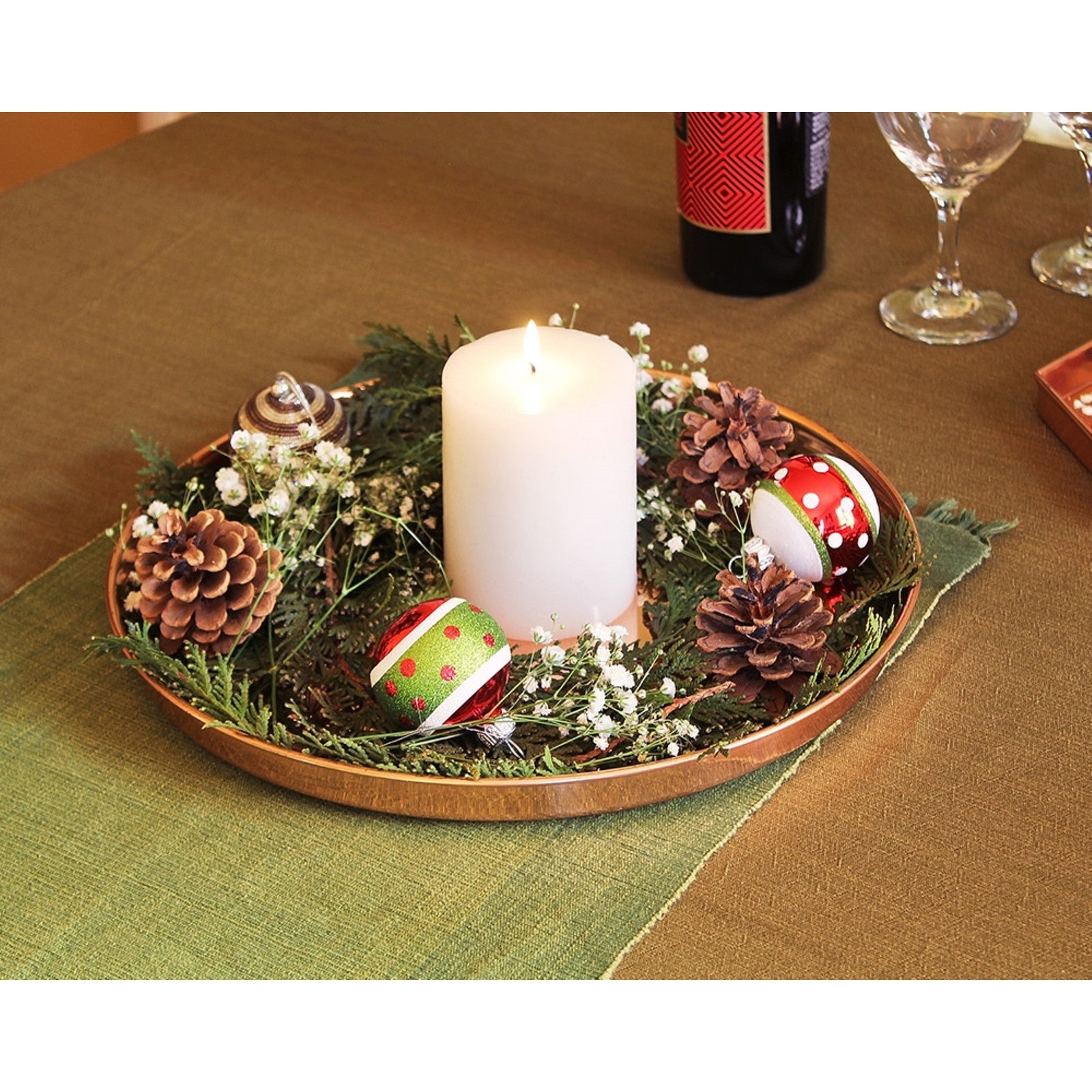 ACHLA 12in Round Copper Tray | Stainless Steel with Copper Plated Finish | Decorative Serving & Planter Tray | 12 x 12 x 1 in | Model TRY-R12